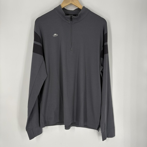 Radmor Mens Higgins Cap Stripe Pullover Top Size XL Gray Pima Quarter Zip Golf